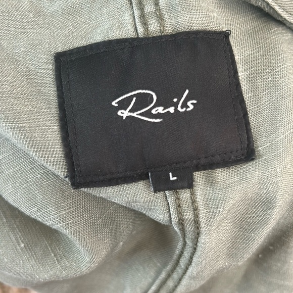 Rails Jacket Collins Olive Green Full Zip Snap Military Utility Linen Blend - Picture 6 of 15